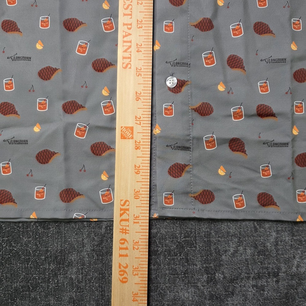 Longhorn Steakhouse Steakwear Button Down Shirt Gray Short‎ Sleeve Size Large L - Picture 5 of 10
